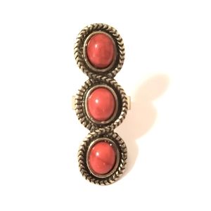 TRIBAL LONG RED FAUX TURQUOISE GEMSTONE GIFT RING